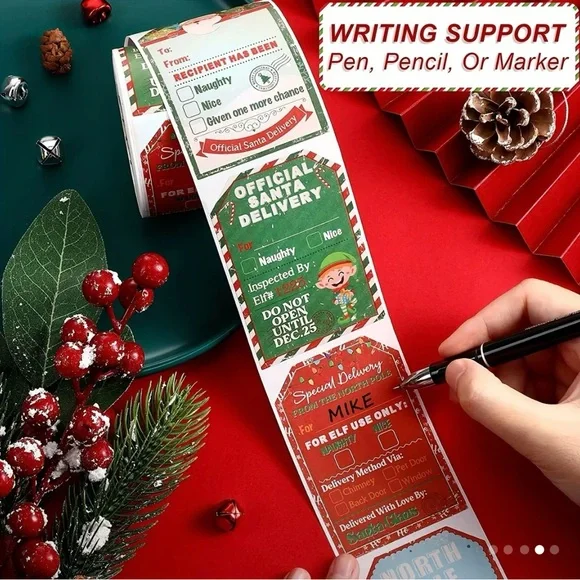 Roll of 200 Large Christmas Special Delivery from North Pole Sticker Tags - Picture 3 of 5